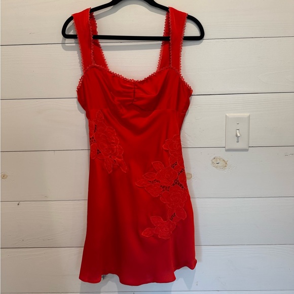 Hello Molly Dresses & Skirts - Hello Molly Red Mini Dress with Floral Lace